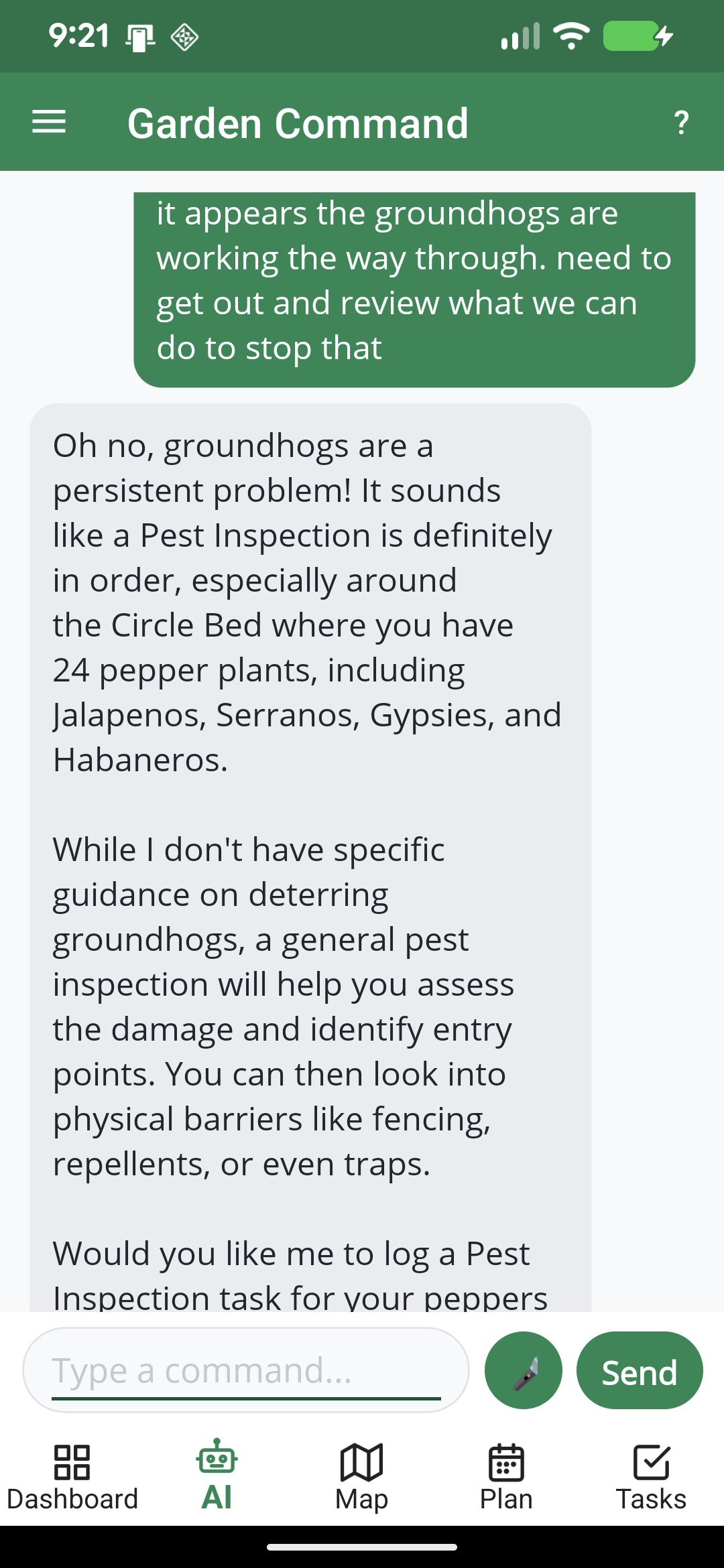 Mobile AI — pest problem help with groundhogs