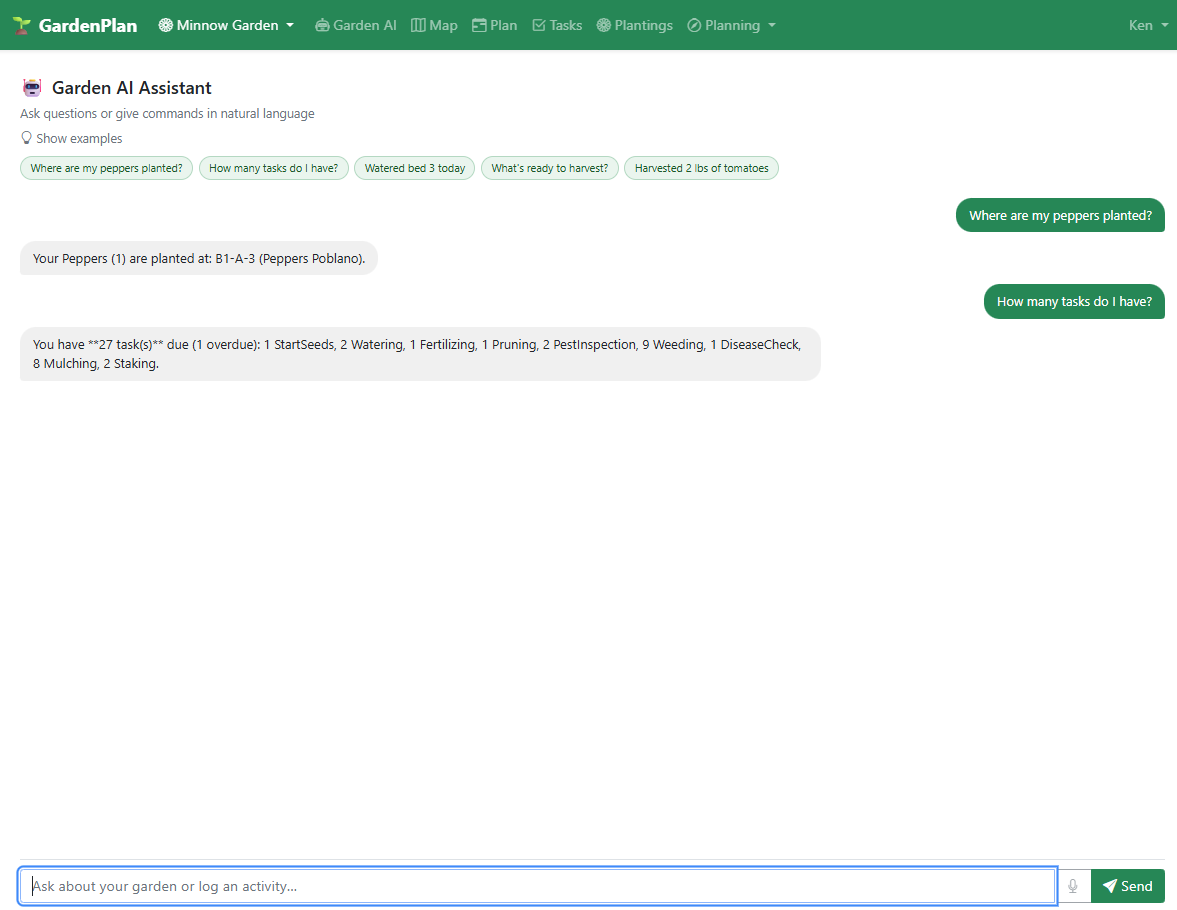 GardenPlan AI Chat Interface