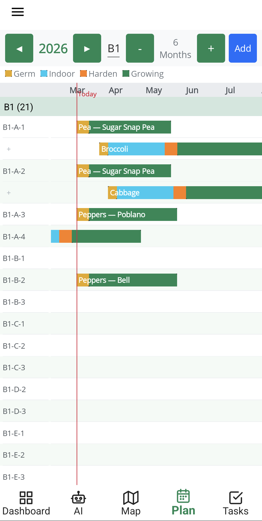 Mobile Crop Plan - Gantt View